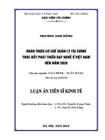 hoàn thiện cơ chế quản lý tài chính thúc đẩy phát triển dạy nghề ở việt nam đến năm 2020