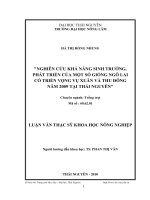 nghiên cứu khả năng sinh trưởng, phát triển của một số giống ngô lai có triển vọng vụ xuân và thu đông năm 2009 tại thái nguyên