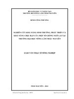 nghiên cứu khả năng sinh trưởng, phát triển và khả năng chịu hạn của một số giống ngô lai tại trường đại học nông lâm thái nguyên