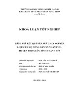 đánh giá kết quả sản xuất mía nguyên liệu của hộ nông dân xã xuân phú huyện thọ xuân tỉnh thanh hóa
