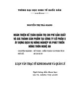 hoàn thiện kế toán quản trị chi phí sản xuất và giá thành sản phẩm tại công ty cổ phần xây dựng dịch vụ nông nghiệp và phát triển nông thôn nghệ an