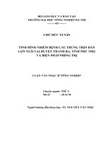 tình hình nhiễm bệnh cầu trùng trên đàn lợn nuôi tại huyện thanh ba, tỉnh phú thọ và biện pháp phòng trị