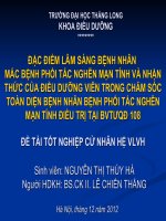 đặc điểm lâm sàng bệnh nhân mắc bệnh phổi tắc nghẽn mạn tính và nhận thức của điều dưỡng viên trong chăm sóc toàn diện bệnh nhân bệnh phổi tắc nghẽn mạn tính điều trị tại bvtwqđ 108