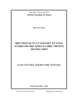biện pháp quản lý giáo dục kỹ năng xã hội cho học sinh của hiệu trưởng trường trung học phổ thông