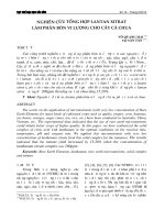 NGHIÊN CỨU TỔNG HỢP LANTAN XITRAT LÀM PHÂN BÓN VI LƯỢNG CHO CÂY CÀ CHUA