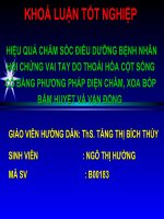 hiệu quả chăm sóc điều dưỡng hội chứng vai tay do thoái hóa cột sống cổ bằng phương pháp điện châm, xoa bóp bấm huyệt và vận động
