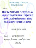 bước đầu nghiên cứu tác động của âm nhạc đến trạng thái lo âu của bệnh nhân trước chuyển phôi tại khoa hỗ trợ sinh sản bệnh viện phụ sản hà nội