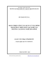 hoàn thiện công tác quản lý tài chính nhằm phát triển đào tạo nghề tại trường cao đẳng nghề hòa bình