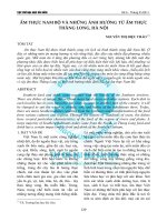 ẨM THỰC NAM BỘ VÀ NHỮNG ẢNH HƯỞNG TỪ ẨM THỰC THĂNG LONG, HÀ NỘI