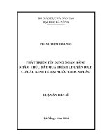 Phát triển tín dụng ngân hàng nhằm thúc đẩy quá trình chuyển dịch cơ cấu kinh tế tại nước CHDCND Lào