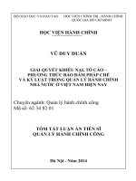 GIẢI QUYẾT KHIẾU NẠI, TỐ CÁO – PHƯƠNG THỨC BẢO ĐẢM PHÁP CHẾ VÀ KỶ LUẬT TRONG QUẢN LÝ HÀNH CHÍNH NHÀ NƯỚC Ở VIỆT NAM HIỆN NAY