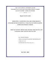 designing a listening syllabus for grade 10 english gifted students at thai nguyen specializing upper secondary school = thiết kế chương trình nghe cho học sinh chuyên anh 10 trường thpt chuyên thái nguyên