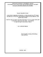 linguistic errors in writing a paragraph of 10th form students at nguyen trai high school in hai phong and some solutions = những lỗi về ngôn ngữ khi viết đoạn văn của học sinh lớp 10 trường thpt nguyễn trãi