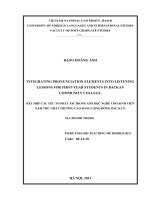 integrating pronunciation elements into listening lessons for first-year students in backan community college = kết hợp các yếu tố phát âm trong giờ học nghe cho sinh viên năm thứ nhất trường cao đẳng cộng đồng bắc kạn