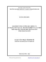 giải pháp tăng cường huy động và sử dụng vốn tại các doanh nghiệp vừa và nhỏ trên địa bàn thành phố thái nguyên tỉnh thái nguyên