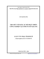thu hút vốn đầu tư để phát triển công nghiệp tại tỉnh tuyên quang