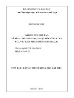 Nghiên cứu chế tạo và tính chất hấp thụ tuyệt đối sóng vi ba của vật liệu Meta (Metamaterials)  Đỗ Thành Việt.