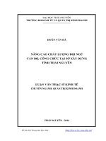 nâng cao chất lượng đội ngũ cán bộ, công chức tại sở xây dựng tỉnh thái nguyên