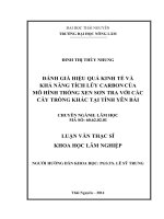 đánh giá hiệu quả kinh tế và khả năng tích lũy carbon của mô hình trồng xen sơn tra với các cây trồng khác tại tỉnh yên bái