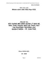 xây dựng mô hình quản lý bao bì rác thải thuốc bảo vệ thực vật tại phường trường lạc quận ô môn ,tp cần thơ