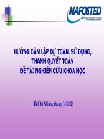 hướng dẫn lập dự toán, sử dụng, thanh quyết toán đề tài nghiên cứu khoa học