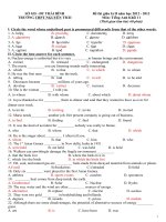 Đ.A và Đề thi Anh 11 Giữa kỳ II (2012-2013) tr Nguyễn Trãi