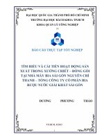 luận văn : TÌM HIỂU và cải TIẾN HOẠT ĐỘNG sản XUẤT TRONG XƯỞNG CHIẾT – ĐÓNG gói tại NHÀ máy BIA sài gòn NGUYỄN CHÍ THANH – TỔNG CÔNG TY cổ PHẦN BIA rượu nước GIẢI KHÁT sài gòn