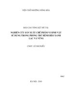 nghiên cứu sản xuất chế phẩm vi sinh vật sử dụng trong phòng trừ bệnh héo xanh lạc và vừng