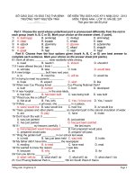 Đ.A và Đề thi Anh 10 Giữa kỳ II (2012-2013) tr Nguyễn Trãi