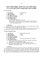 bản tóm tắt các môn học của nghành công nghệ dệt may K2002