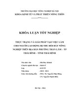THỰC TRẠNG và GIẢI PHÁP tạo VIỆC làm CHO NGƯỜI LAO ĐỘNG bị THU hồi đất NÔNG NGHIỆP TRÊN địa bàn PHƯỜNG TRẦN lãm – TP THÁI BÌNH – TỈNH THÁI BÌNH