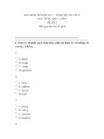 Đề thi Tiếng Anh lớp 6