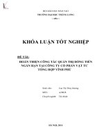 hoàn thiện công tác công tác quản trị dòng tiền ngắn hạn tại công ty cổ phần vật tư tổng hợp vĩnh phú