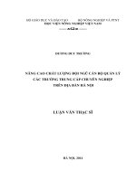 Nâng cao chất lượng đội ngũ cán bộ quản lý các trường trung cấp chuyên nghiệp trên địa bàn hà nội