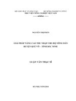 GIẢI PHÁP NÂNG CAO THU NHẬP CHO hộ NÔNG dân HUYỆN QUẾ võ TỈNH bắc NINH