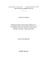 Đánh giá thực trạng hoạt động của văn phòng đăng ký quyền sử dụng đất huyện cao lộc, tỉnh lạng sơn