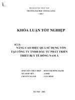 nâng cao hiệu quả sử dụng vốn tại công ty tnhh đầu tư phát triển thiết bị y tế đông nam á