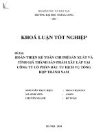 oàn thiện kế toán chi phí sản xuất và tính giá thành sản phẩm xây lắp tại công ty cổ phần đầu tư dịch vụ tổng hợp thành nam