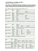 LỊCH THI ĐẠI HỌC, CAO ĐẲNG NĂM 2013