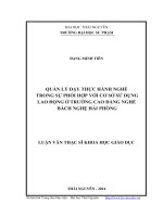 quản lý dạy thực hành nghề trong sự phối hợp với cơ sở sử dụng lao động ở trường cao đẳng nghề bách nghệ hải phòng