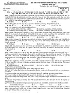 2 đề thi thử Đại học Môn Hóa  và đáp án