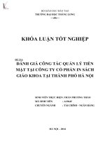 đánh giá công tác quản lý tiền mặt tại công ty cổ phần in sách giáo khoa tại thành phố hà nội