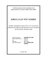 Tìm hiểu tình hình sử dụng vốn vay từ ngân hàng chính sách xã hôi của hộ nông dân tại xã việt đoàn, huyện tiên du, tỉnh bắc ninh