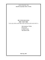 ĐỀ CƯƠNG BÀI GIẢNG ĐỘC CHẤT HỌC (TÀI LIỆU DÙNG CHO SINH VIÊN NGÀNH CHĂN NUÔI THÚ Y)