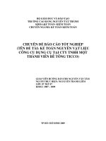 CHUYÊN ĐỀ TỐT NGHIỆP KẾ TOÁN NGUYÊN VẬT LIỆU CÔNG CỤ DỤNG CỤ TẠI CTY TNHH MỘT THÀNH VIÊN BÊ TÔNG TICCO