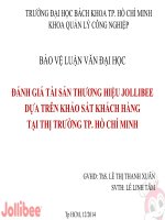báo cáo luận văn: ĐÁNH GIÁ tài sản THƯƠNG HIỆU JOLLIBEE dựa TRÊN KHẢO sát KHÁCH HÀNG tại THI TRƯỜNG TP  hồ CHÍ MINH
