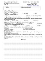 Đề kiểm tra sinh 7 1 tiết học kì 2