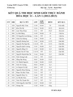 KẾT QUẢ THI HSG THỰC HÀNH HÓA HỌC 11