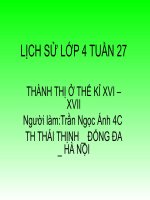 Thành thị ở thế kỉ XVI - XVII