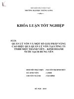 quản lý vốn và một số giải pháp nâng cao hiệu quả quản lý vốn tại công ty tnhh một thành viên - kinh doanh nước sạch hưng yên